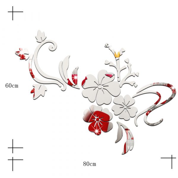Stickere perete 3D cu efect oglinda, model AN 2016, 60 cm x 80 cm, argintiu