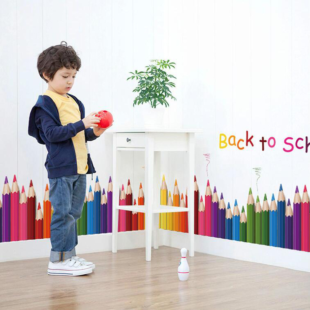 Sticker Creioane colorate 3D, dimensiune 50 cm x 70 cm, multicolor - imagine 3