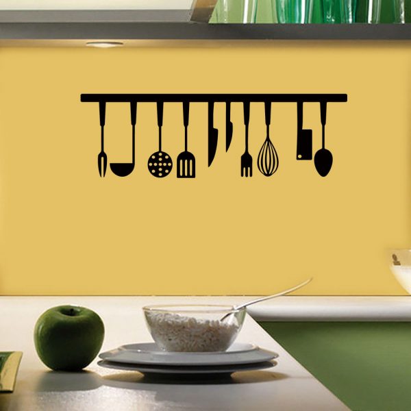 Sticker decorativ pentru bucatarie model AN 3034, 57×18 cm, culoare negru