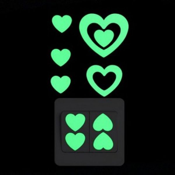 Sticker fosforescent model inimioare, pentru intrerupator/priza, culoare verde