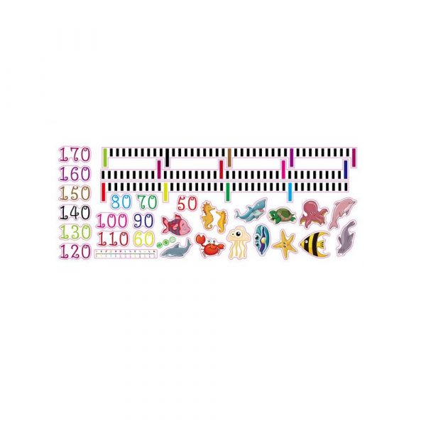 Metru autocolant cu animalute, dimensiune 20×50 cm, multicolor