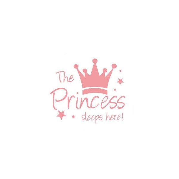 Sticker decorativ Princess, pentru perete, dimensiune 52×60 cm, culoare roz