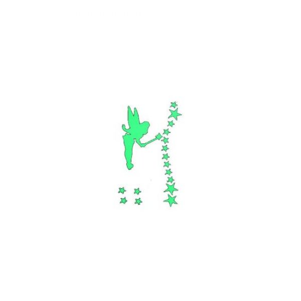 Sticker fosforescent Thinker Bell si stelute pentru intrerupator/priza, 10×10 cm, culoare verde