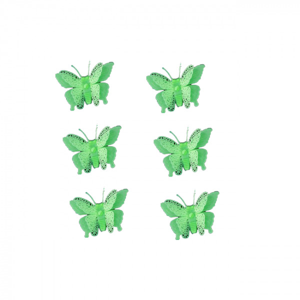 Set 6 stickere fosforescente, Fluturasi 3D, dimensiune 5.5x 8 cm, culoare verde inchis