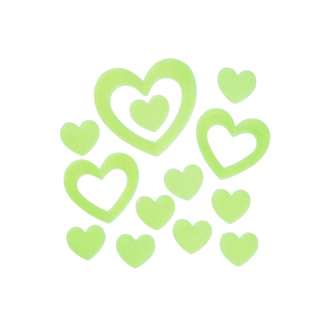 Sticker fosforescent model inimioare, pentru intrerupator/priza, culoare verde