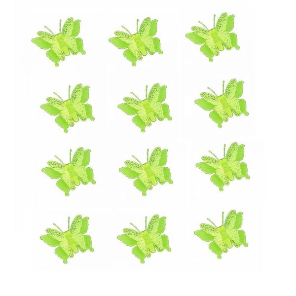 Set 12 stickere fosforescente , Fluturasi 3D, dimensiune 5.5x 8 cm, culoare verde deschis
