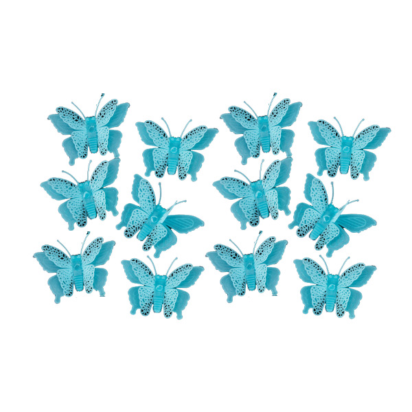 Set 12 stickere fosforescente cu Fluturasi 3D, dimensiune 5.5x 8 cm, culoare albastru