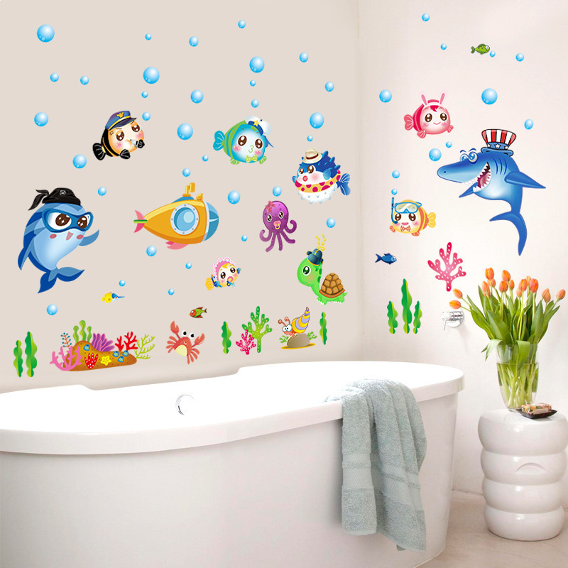 Sticker autocolant de perete Sea World, 50x70 cm, multicolor - imagine 5