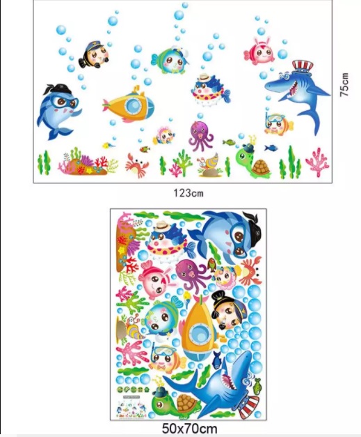 Sticker autocolant de perete Sea World, 50x70 cm, multicolor - imagine 6