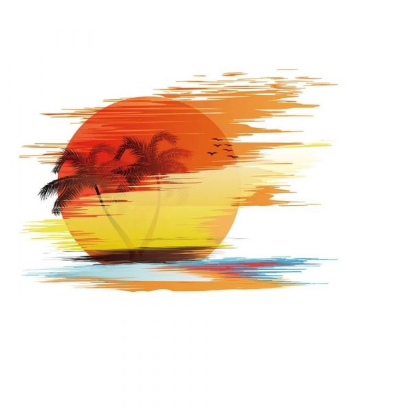 Sticker autocolant Apus de soare Tropical, 50×70 cm, multicolor