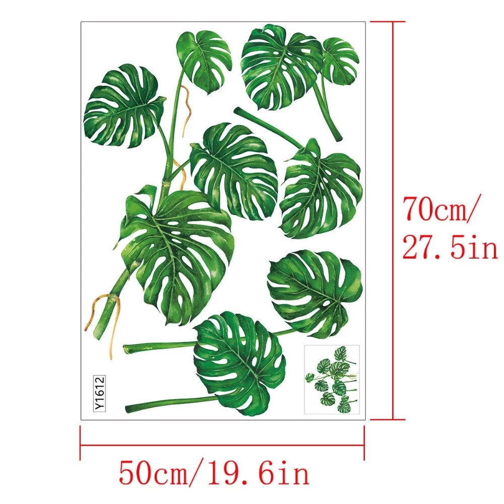 Sticker decorativ pentru perete, model Frunze, 50x70 cm, culoare verde - imagine 5