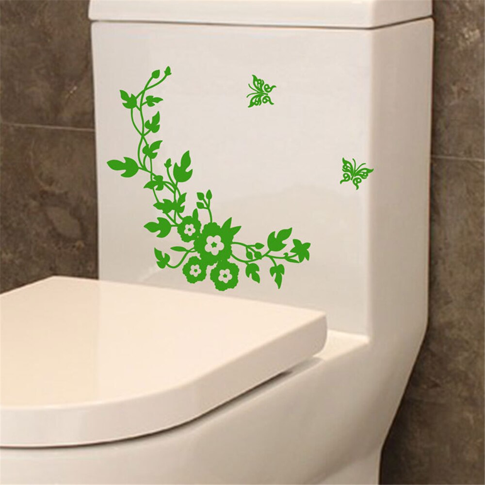 Sticker decorativ 3D cu Flori si fluturasi, 28cm x 34 cm, culoare verde - imagine 2