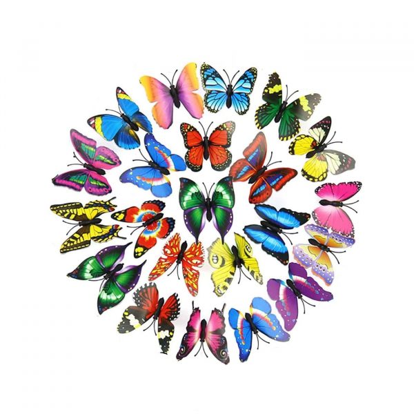 Fluturi decorativi 3D, model realist, aripi flexibile, 29.7×21 cm, multicolor