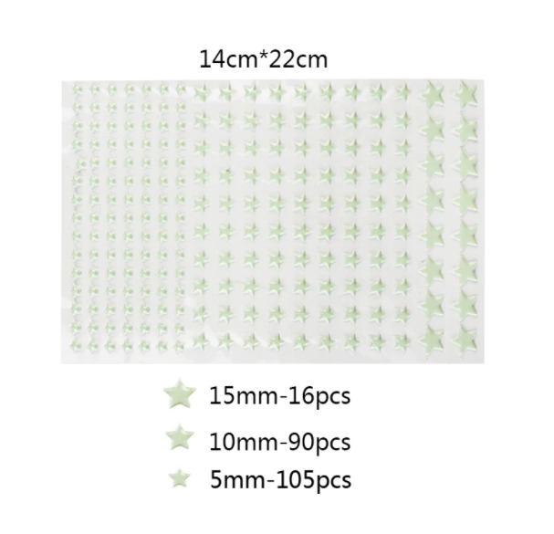 Set stickere decorative stelute fosforescente autoadezive, 14x22cm, lumineaza in intuneric, 211 bucati - imagine 5