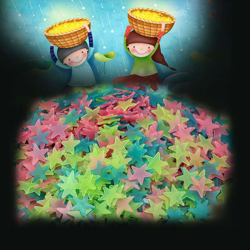Set 100 stelute fosforescente, autoadezive, 3x3 cm, multicolor - imagine 4