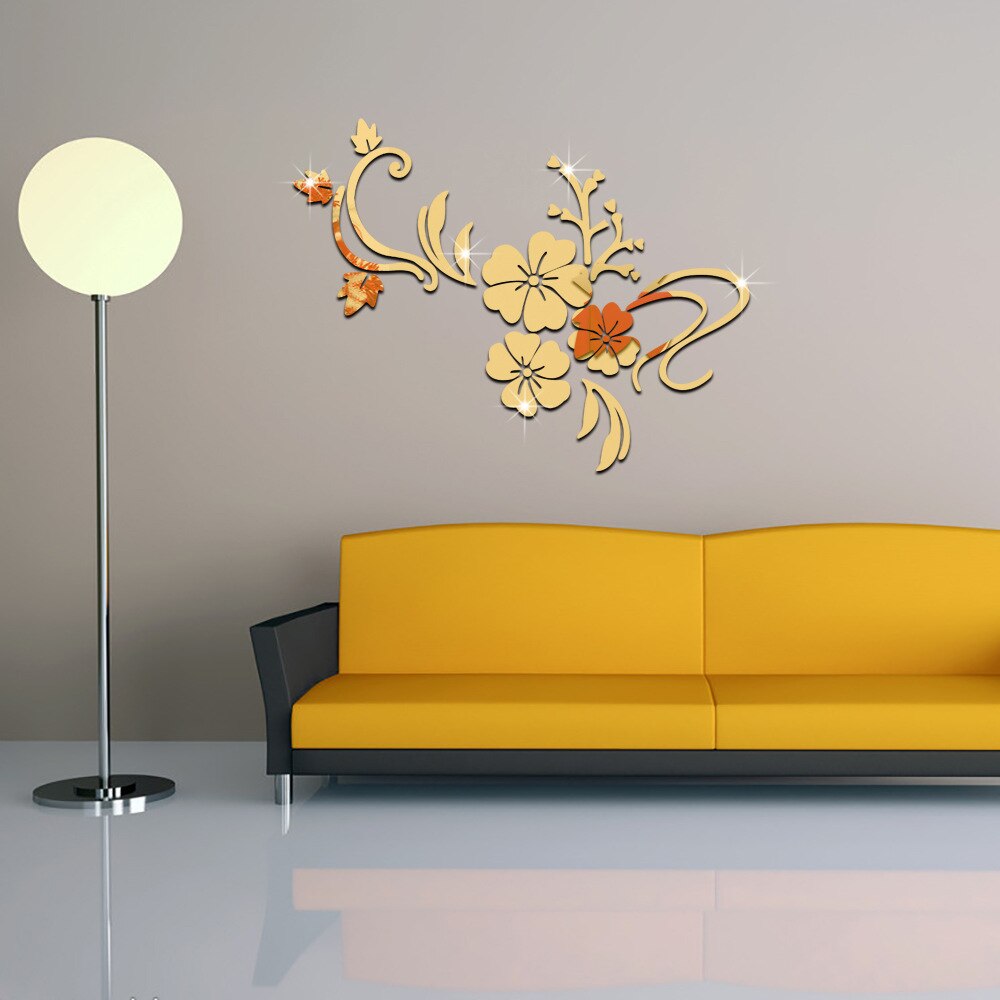 Stickere perete 3D cu efect oglinda, model AN 3016, 60 cm x 80 cm, auriu - imagine 5