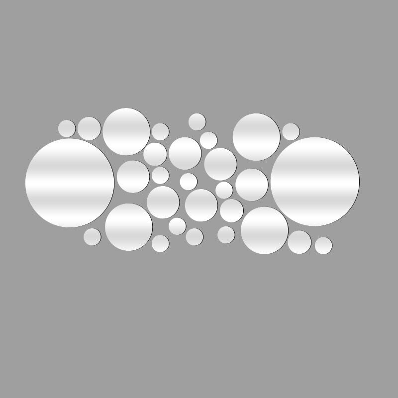 Stickere decorative rotunde din oglinda acrilica, 21x52 cm, 26 buc, argintiu - imagine 3