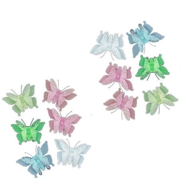 Set 12 stickere fosforescente cu Fluturasi 3D, dimensiune 5.5x 8 cm, multicolor - imagine 3
