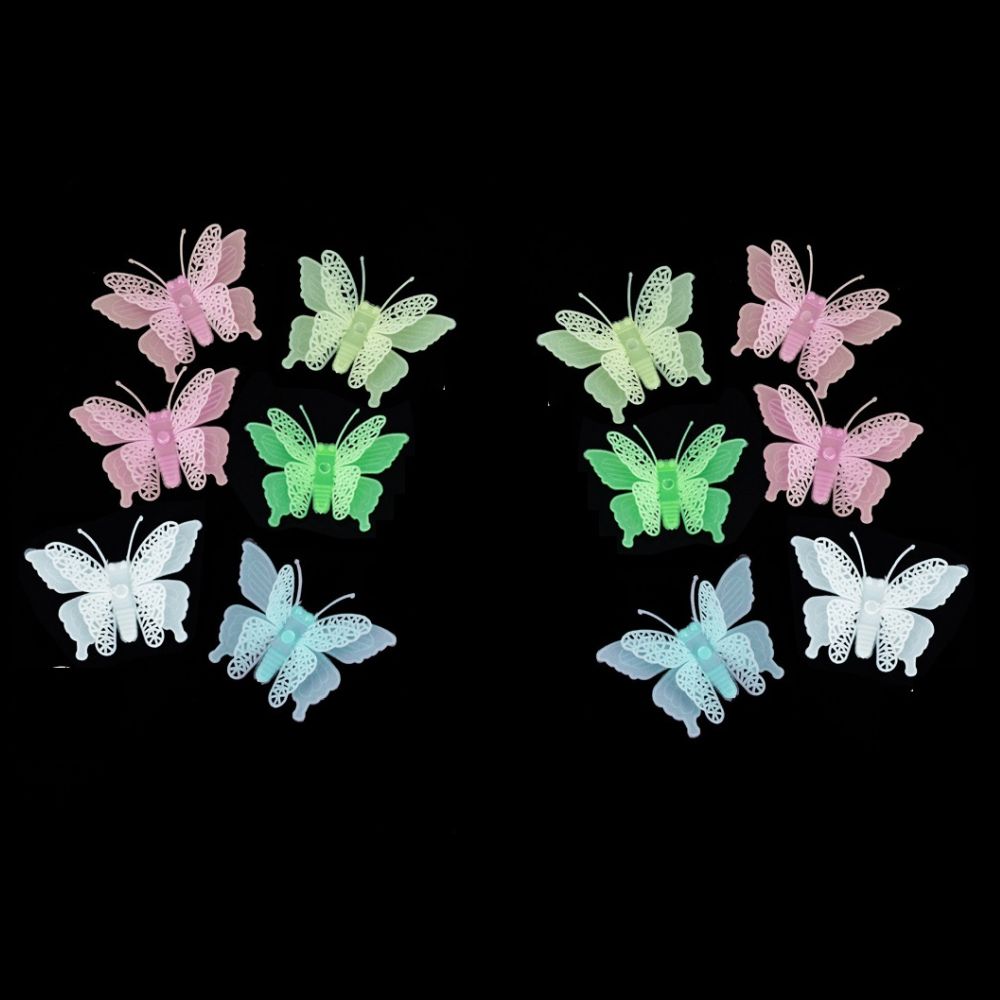 Set 12 stickere fosforescente cu Fluturasi 3D, dimensiune 5.5x 8 cm, multicolor - imagine 5