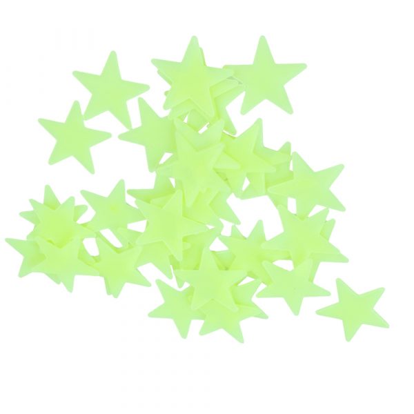 Set 100 stelute fosforescente, autoadezive, dimensiune 3 cm, culoare galben