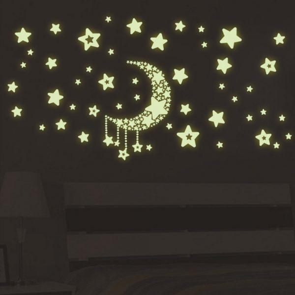 Stickere decorative tip stelute luminoase fosforescente, 35×40 cm