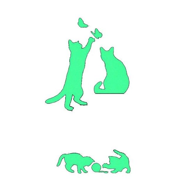 Sticker fosforescent cu Pisicute, pentru intrerupator/priza, 10x10 cm, culoare verde