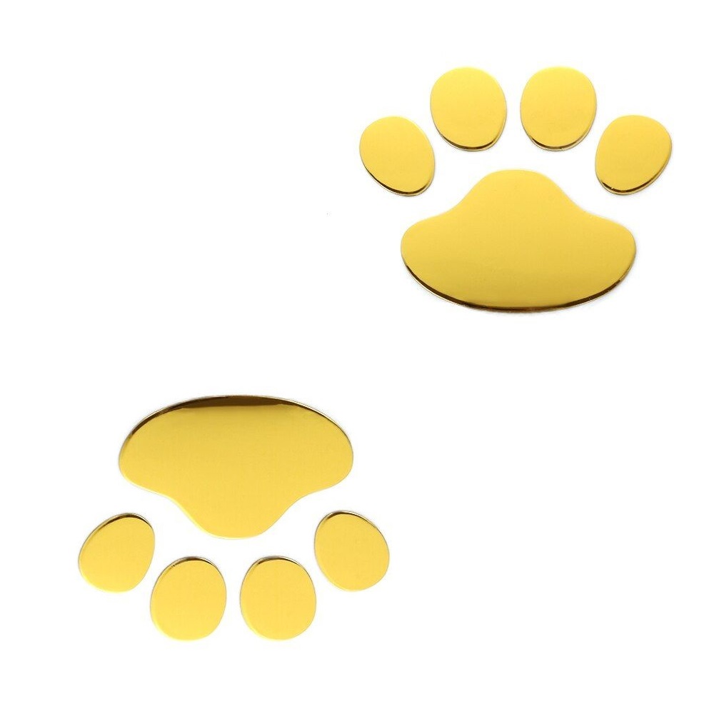 Set 2 Stickere Labute catel 3D, pentru perete sau auto, 6x6 cm, auriu - imagine 3