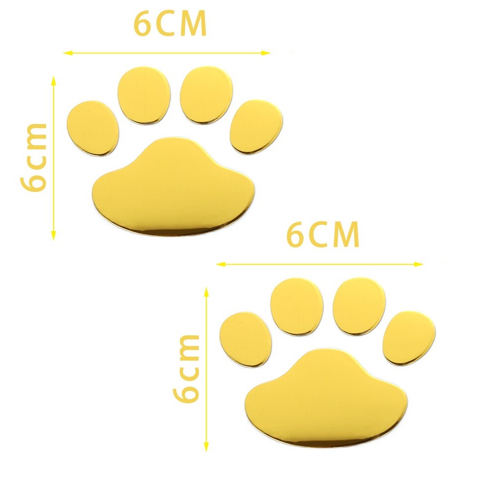Set 2 Stickere Labute catel 3D, pentru perete sau auto, 6x6 cm, auriu - imagine 4