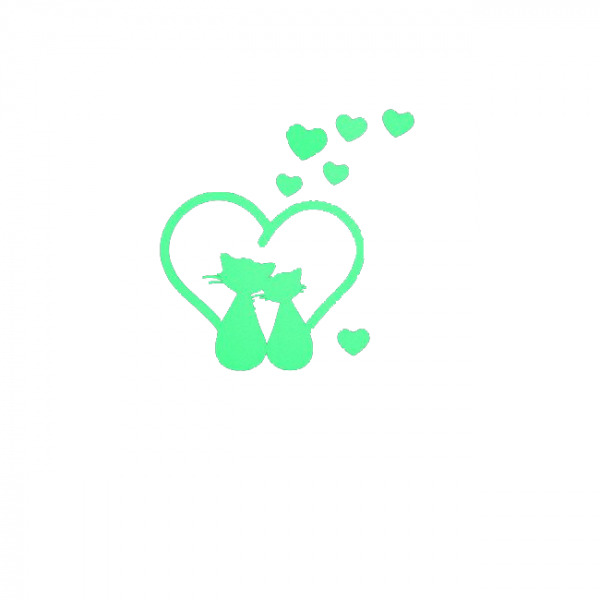 Sticker fosforescent cu pisici si inimioare pentru intrerupator/priza, 10×10 cm, culoare verde