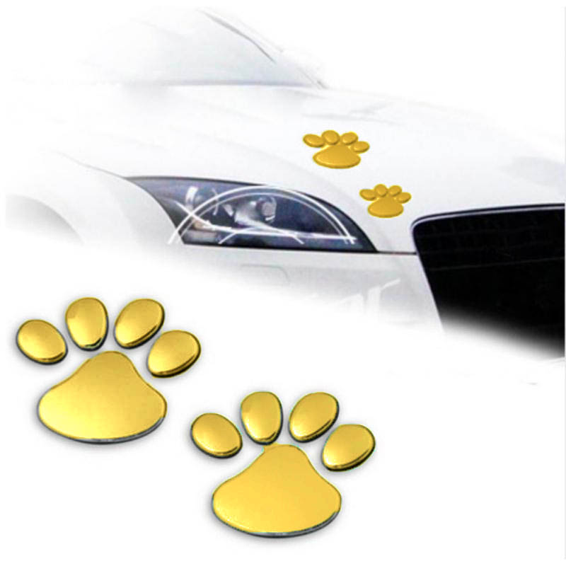 Set 2 Stickere Labute catel 3D, pentru perete sau auto, 6x6 cm, auriu - imagine 6