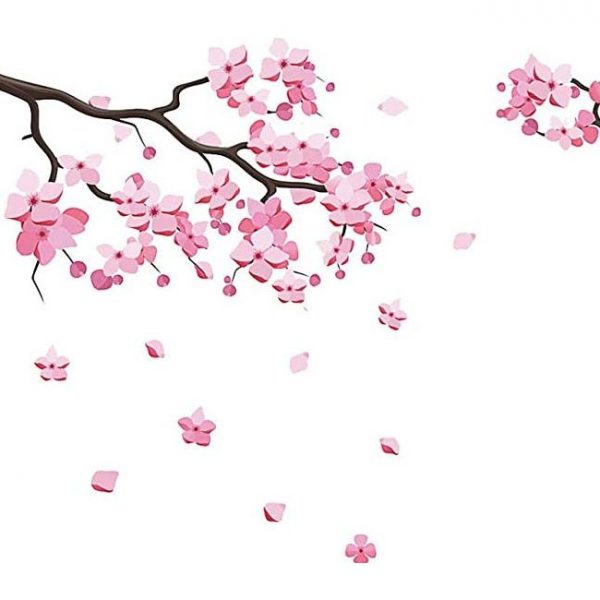 Sticker decorativ model AN 3027 flori Roz, 50 cm x 70 cm