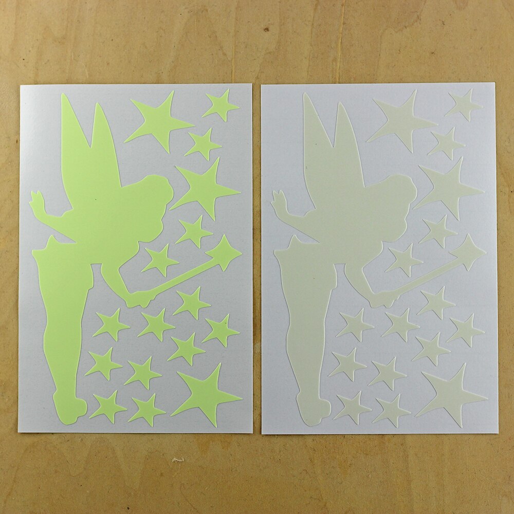 Sticker fosforescent Thinker Bell si stelute pentru intrerupator/priza, 10x10 cm, culoare verde - imagine 4