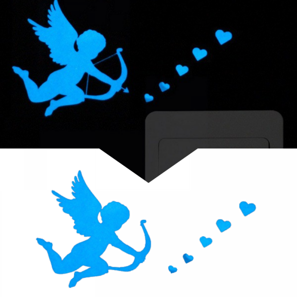 Sticker fosforescent Cupidon pentru intrerupator/priza, 10×10 cm, culoare albastru