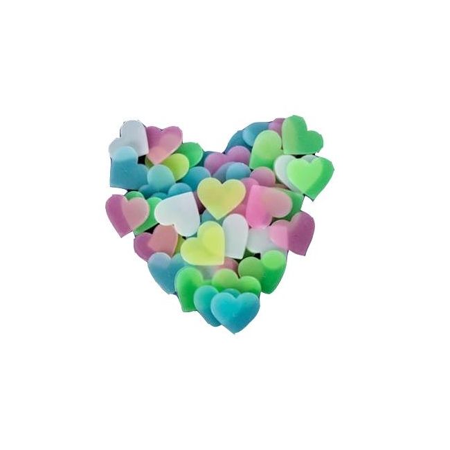 Set 40 stickere decorative cu inimi fosforescente, autoadezive, dimensiune 3 cm, multicolor