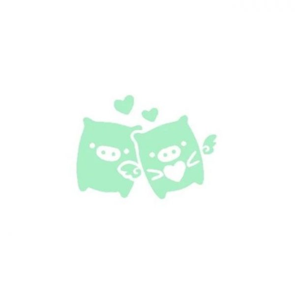 Sticker fosforescent cu Porcusori, pentru intrerupator/priza, 10×10 cm, culoare verde