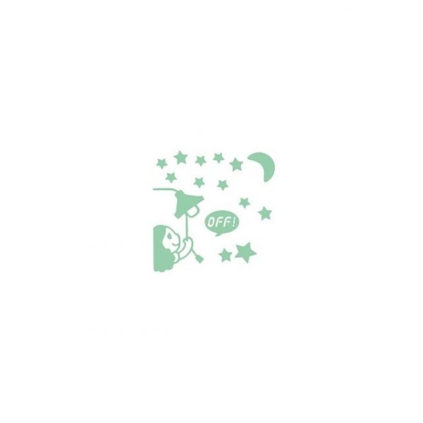 Sticker fosforescent Good Night pentru intrerupator/priza, 10x10cm, culoare verde