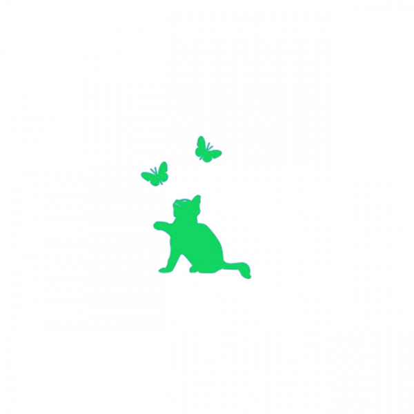 Sticker fosforescent cu pisica si fluturasi pentru intrerupator/priza, 10×10 cm, culoare verde