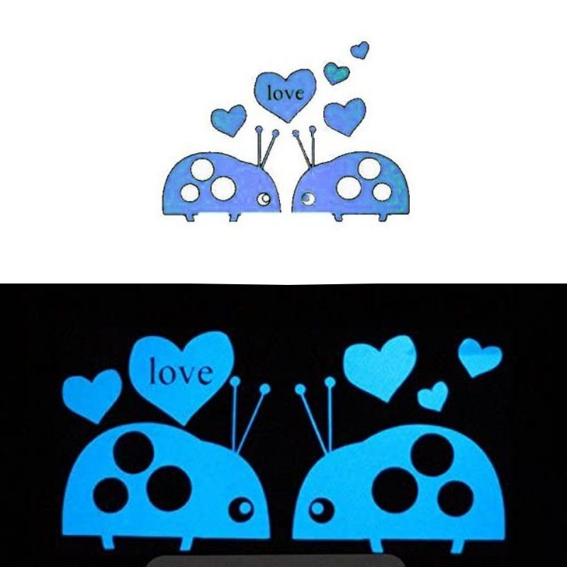 Sticker fosforescent Lady Bug Love, pentru intrerupator/priza, 10x10 cm, culoare albastru - imagine 4