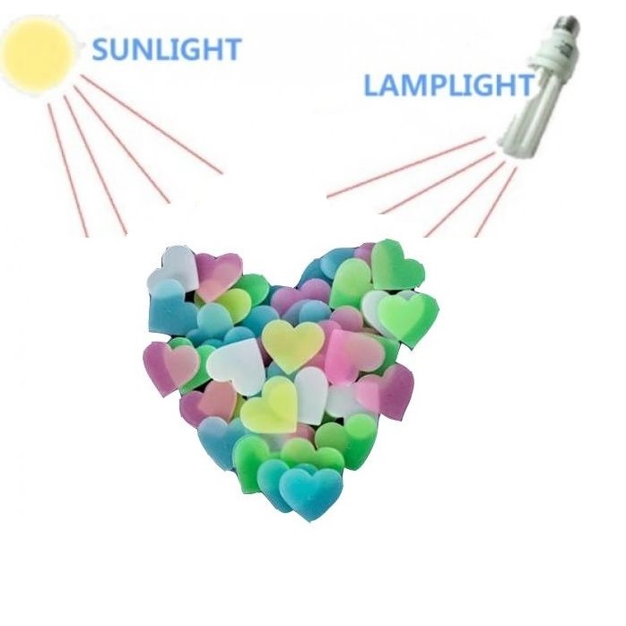 Set 40 stickere decorative cu inimi fosforescente, autoadezive, dimensiune 3 cm, multicolor - imagine 4