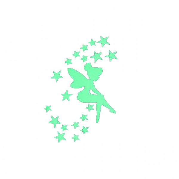 Sticker fosforescent cu ThinkerBell pentru intrerupator/priza, 10×10 cm, culoare verde