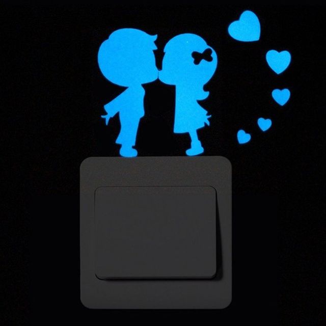 Sticker fosforescent Love, pentru intrerupator/priza, 10x10 cm, culoare albastru - imagine 2
