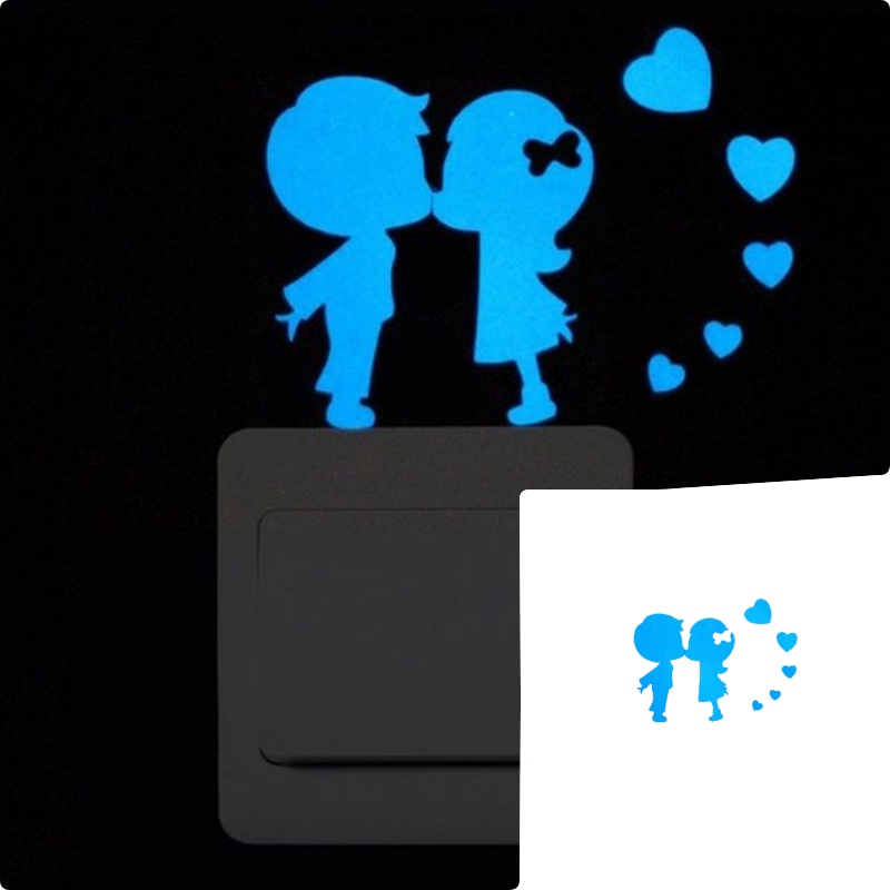 Sticker fosforescent Love, pentru intrerupator/priza, 10x10 cm, culoare albastru - imagine 3