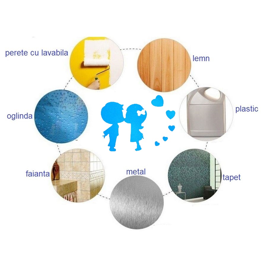 Sticker fosforescent Love, pentru intrerupator/priza, 10x10 cm, culoare albastru - imagine 6