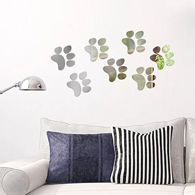 Set 7 Labute de catel din oglinda acrilica, 54x79 cm, culoare argintiu - imagine 2