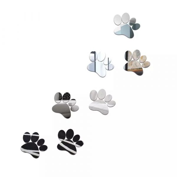 Set 7 Labute de catel din oglinda acrilica, 54×79 cm, culoare argintiu