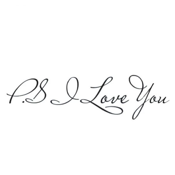 Sticker decorativ cu mesaj, PS I Love You, 15×57 cm, culoare negru