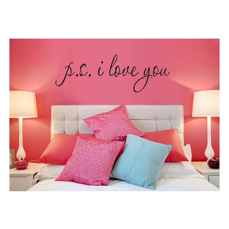 Sticker decorativ cu mesaj, PS I Love You, 15x57 cm, culoare negru - imagine 5