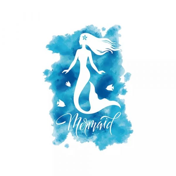 Autocolant de perete Mermaid, 50×70 cm, culoare albastru