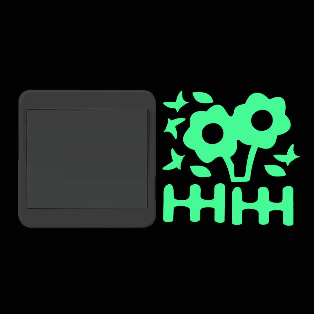 Sticker fosforescent, Gardulet cu flori si fluturasi, pentru intrerupator sau priza, 10x10cm, culoare verde - imagine 2