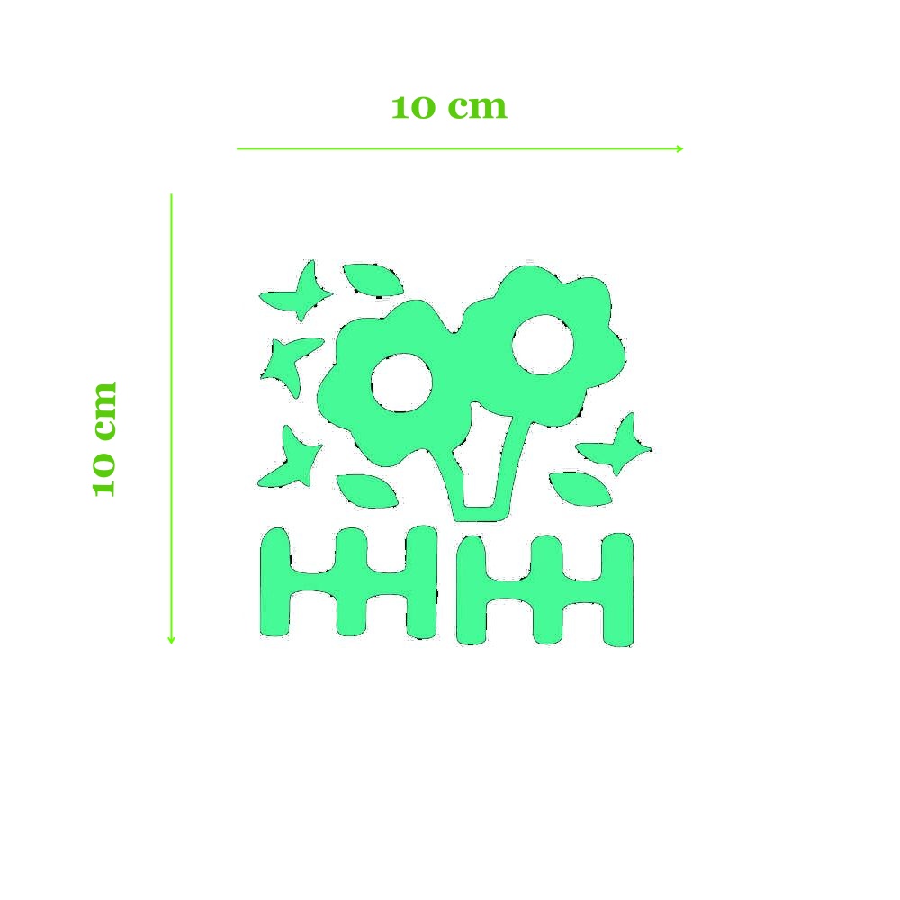 Sticker fosforescent, Gardulet cu flori si fluturasi, pentru intrerupator sau priza, 10x10cm, culoare verde - imagine 4